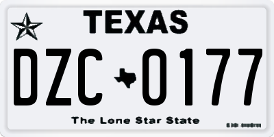 TX license plate DZC0177