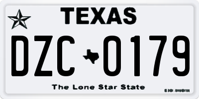 TX license plate DZC0179