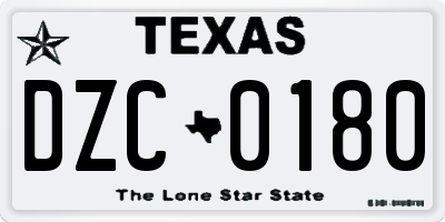 TX license plate DZC0180
