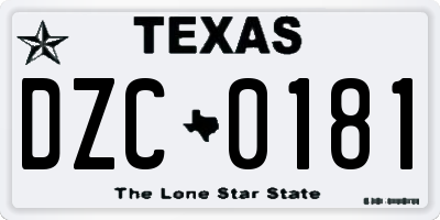 TX license plate DZC0181