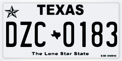 TX license plate DZC0183