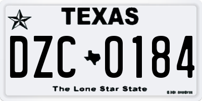 TX license plate DZC0184