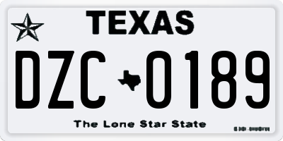 TX license plate DZC0189