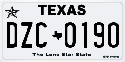 TX license plate DZC0190