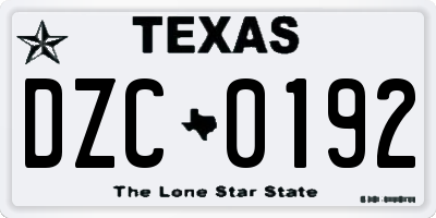 TX license plate DZC0192