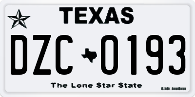TX license plate DZC0193