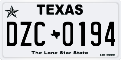 TX license plate DZC0194