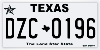 TX license plate DZC0196