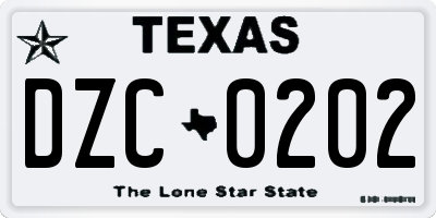 TX license plate DZC0202