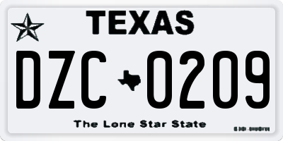 TX license plate DZC0209
