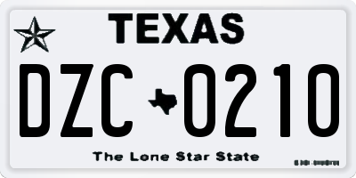 TX license plate DZC0210