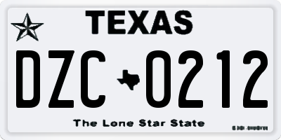 TX license plate DZC0212