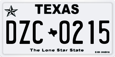 TX license plate DZC0215