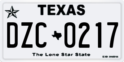 TX license plate DZC0217