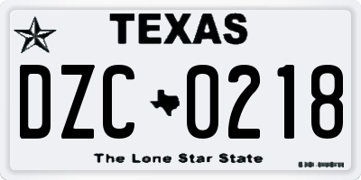 TX license plate DZC0218
