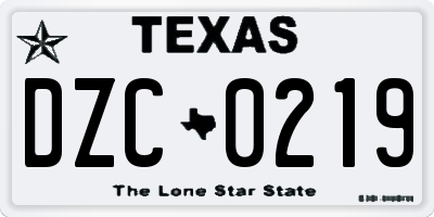 TX license plate DZC0219