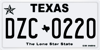 TX license plate DZC0220
