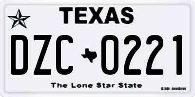 TX license plate DZC0221