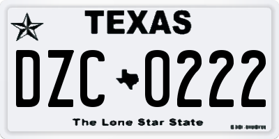 TX license plate DZC0222