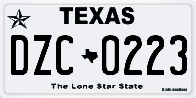 TX license plate DZC0223