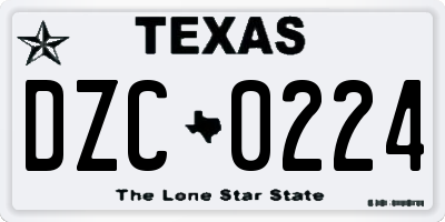TX license plate DZC0224