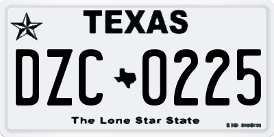 TX license plate DZC0225