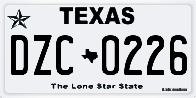 TX license plate DZC0226