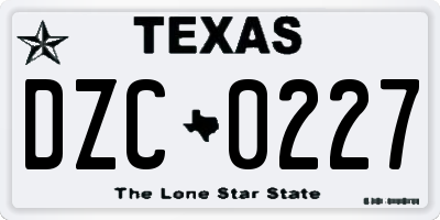 TX license plate DZC0227