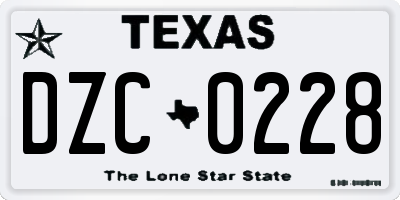 TX license plate DZC0228