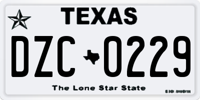 TX license plate DZC0229