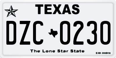 TX license plate DZC0230