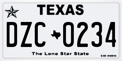 TX license plate DZC0234
