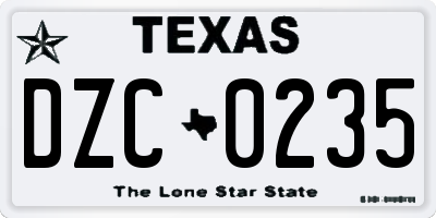 TX license plate DZC0235
