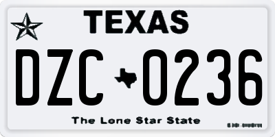 TX license plate DZC0236