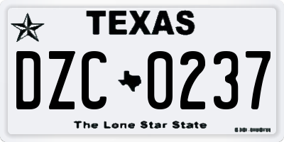 TX license plate DZC0237