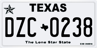 TX license plate DZC0238