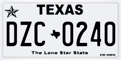 TX license plate DZC0240