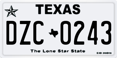 TX license plate DZC0243