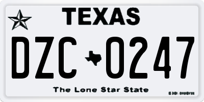 TX license plate DZC0247