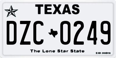 TX license plate DZC0249