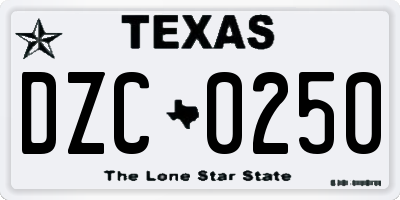 TX license plate DZC0250