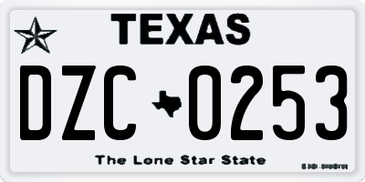 TX license plate DZC0253
