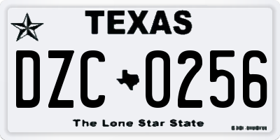 TX license plate DZC0256