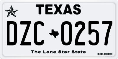 TX license plate DZC0257
