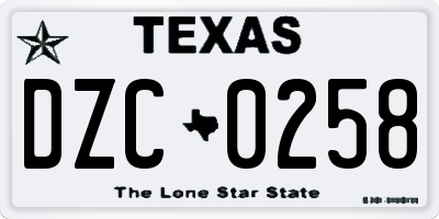 TX license plate DZC0258