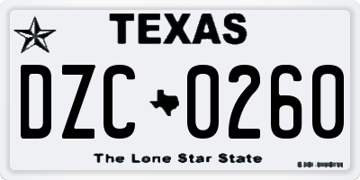 TX license plate DZC0260