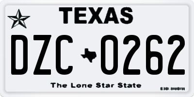 TX license plate DZC0262