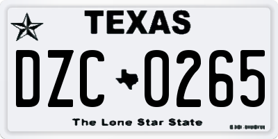 TX license plate DZC0265