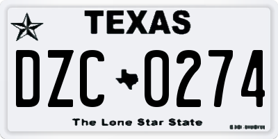 TX license plate DZC0274