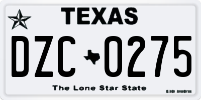 TX license plate DZC0275